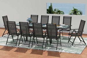 Conjunto de jardín en aluminio con mesa extensible y 10 sillas