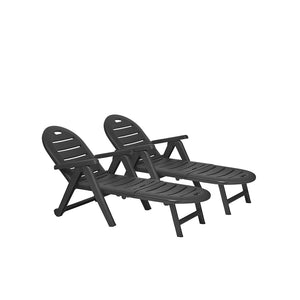 Juego de 2 tumbonas gris de plástico reciclado Caiman fundo 
