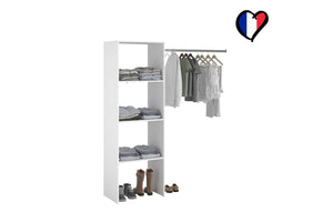 Vestidor con 3 estantes + 1 armario de diseño y práctico blanco Elysee