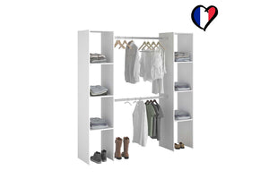 Vestidor blanco 6 estantes + 2 armarios funcionales Elysée
