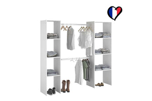 Vestidor 6 estantes + 2 armarios funcionales y de diseño Elysée blanco