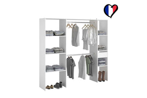 Vestidor 6 estantes + 1 cajón + 2 armarios de diseño Elysée blanco
