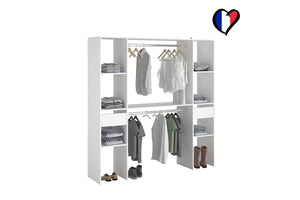 Vestidor 6 estantes + 2 cajones + 2 armarios funcionales Elysée blanco