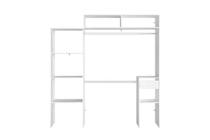 Vestidor extensible blanco con 2 armarios + 4 estantes + 1 cajón Elysée