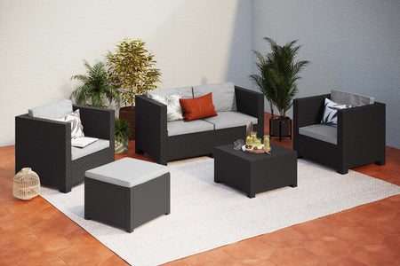 Mobiliario de jardín de plástico reciclado 5 personas Ankara