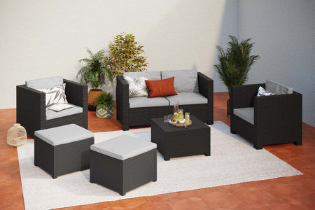 Mobiliario de jardín de plástico reciclado 6 personas Ankara