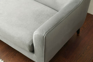 Sofá estilo retro de terciopelo gris claro 3 plazas zoom 2