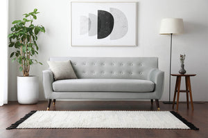 Sofá 3 plazas de terciopelo gris claro estilo retro