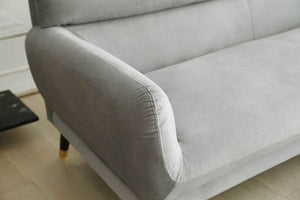 Sofá de terciopelo gris claro Hudson - Zoom 1
