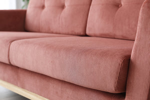 Hoga sofá escandinavo de pana color ardilla 3 plazas + 2 cojines zoom 1