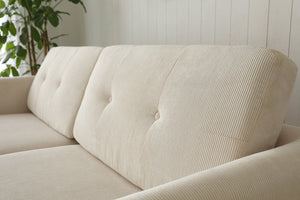 sofá escandinavo de pana beige 3 plazas + 2 cojines Hoga