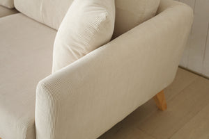 Hoga sofá escandinavo de pana beige 3 plazas + 2 cojines zoom 1