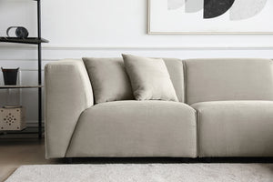 Monroe pana gris claro: Sofá modular de 3 plazas y 1 puf gris claro