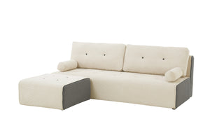 Brooklyn Sofá modular de 3 plazas + 1 puf pana beige/gris: 