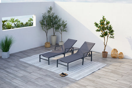 Juego de 2 tumbonas Gris oscuro