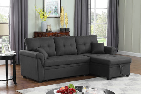 sofá esquinero convertible gris oscuro
