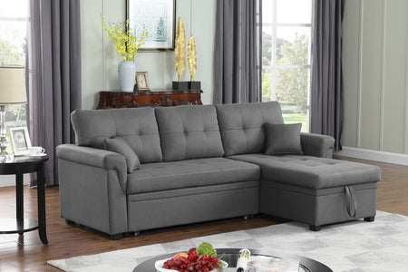 sofá esquinero convertible gris claro