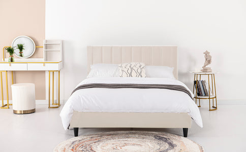 cama terciopelo beige 160x200 cm