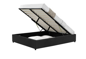 Estructura de cama 140 x 190 cm ccon caja de almacenamiento de terciopelo negro