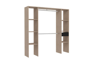 Vestidor funcional 6 estantes + 1 cajón y 2 armarios madera Elysée