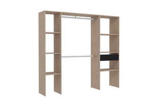 Vestidor de diseño madera 6 estantes + 1 cajón + 2 armarios 
