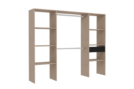 Vestidor práctico con 6 estantes + 1 cajón y 2 armarios Elysée madera