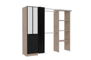vestidor de madera industrial con armarios y estantes