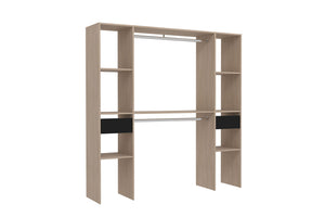 Vestidor 6 estantes + 2 cajones y 2 armarios funcionales madera Elysée