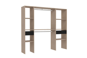 Vestidor 2 armarios + 6 estantes y 2 cajones diseño madera Elysée