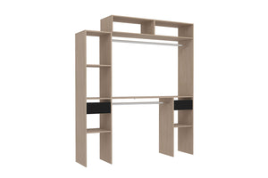 Vestidor extensible 2 armarios + 4 estantes + 2 cajones madera Elysée