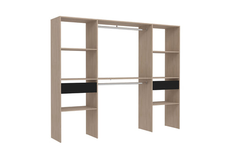 Vestidor con 2 armarios, 6 estantes y 2 cajones madera Elysée