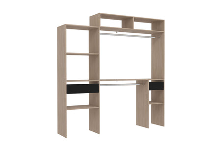 Vestidor extensible 2 armarios, 4 estantes y 1 cajón madera Elysée
