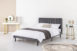 cama de terciopelo gris 140x190 cm
