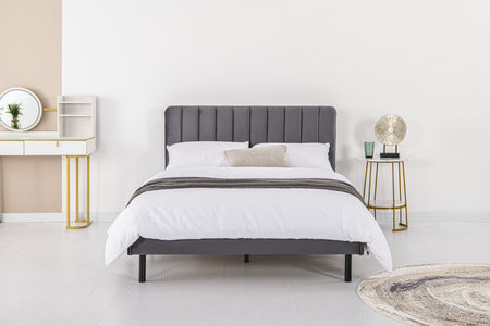 cama terciopelo gris 140x190 cm