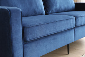 Sofá de diseño en terciopelo azul oscuro Zoom 3