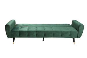 sofá cama en terciopelo ontario sobre fondo blanco verde