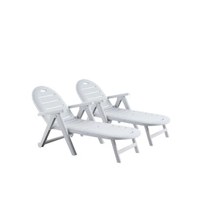 Juego de 2 tumbonas blanco de plástico reciclado Caiman fundo blanco