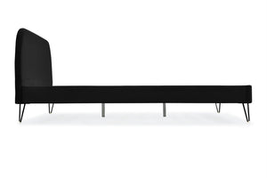 Estructura de cama de terciopelo negro y patas negras de 140