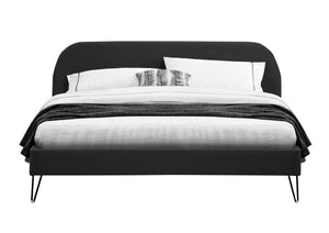 Estructura de cama de terciopelo negro y patas negras de 160 cm