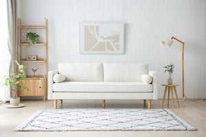 Sofá de diseño de 3 plazas en terciopelo beige