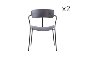 2 sillas de diseño con reposabrazos gris oscuro Alexia