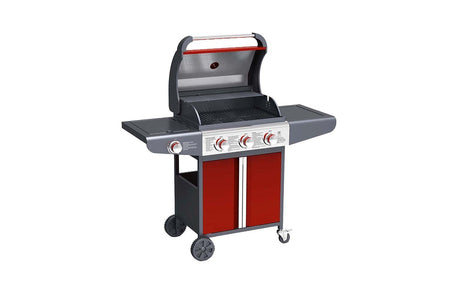 Barbacoa de gas con 3 quemadores más 1 quemador lateral, utensilios incluidos