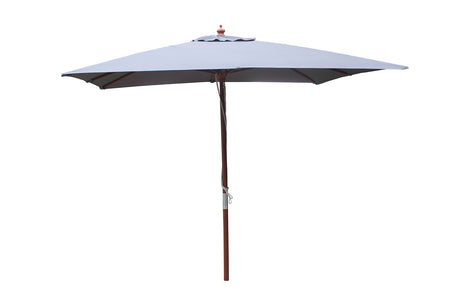 Sombrilla cuadrada de madera con lona gris